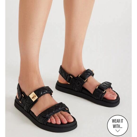 Steve Madden Mona Quilted Sandal in Black size 7 - Picture 3 of 13